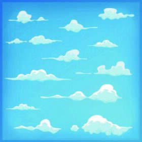 دانلود ابرهای کارتونی در آسمان آبی رنگ BackgroundIllustration مجموعه ای از ابرهای کارتون خنده دار، الگوهای دود و آیکون مه، f