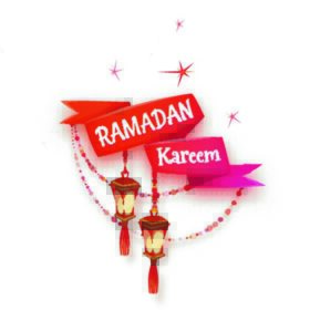 دانلود بنر با روبان قرمز و فانوس عربی با عنوان برای ماه مقدس جامعه مسلمان رمضان کریم. تصویر برداری