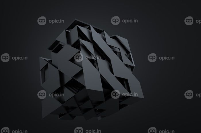 دانلود خلاصه 3d رندر مکعب پرواز. شکل فکری در فضای خالی پس زمینه آینده