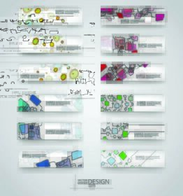 دانلود قالب های طراحی کسب و کار. مجموعه ای از آگهی ها با پس زمینه های رنگارنگ. شکل های هندسی چکیده تصویر برداری مدرن