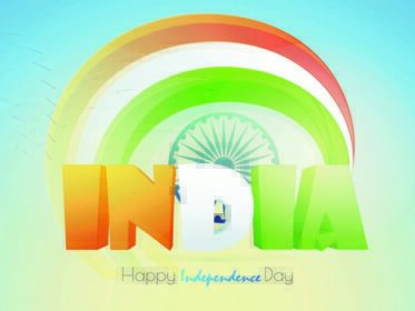 دانلود متن سه چشمی 3D هند در آیشوکا چرخ و پرچم ملی رنگ پس زمینه برای برگزاری جشن استقلال هند است