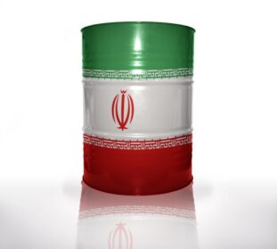 دانلود بشکه ای با پرچم ایران در زمینه سفید