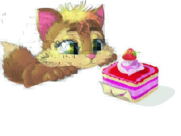 دانلود گربه به آرامی به شیر کیک خوشمزه نگاه می کند