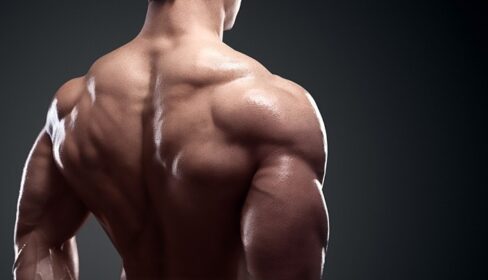 دانلود پرورش اندام بدن خود را به عقب و دوزخ عضلات، مربی بدنسازی مناسب نشان می دهد. مرد قوی مردن عضلات خود را