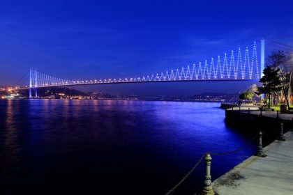 دانلود پل بسفر در صحنه شب، استانبول، ترکیه