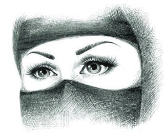 دانلود صورت زیبا از زن مسلمان عرب، پس زمینه برداری