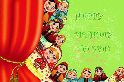 دانلود کارت تبریک تولد، تزئین شده با matreshka روسی