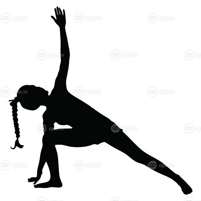 دانلود مربی جوان یوگا زن زیبا انجام مثلث آسیا (utthita trikonasana)