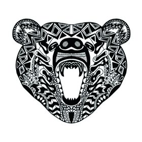 دانلود خرس دلفریب Zentangle. حیوانات سیاه و سفید دست کشیده ابله. تصویر برداری الگو الگو. اف