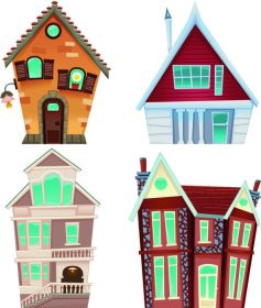 دانلود مجموعه ای از خانه ها. کارت های وکتور جدا شده برای بازی ها و گرافیک