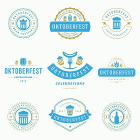 دانلود برچسب ها، مدالها و لوگو های سبک یکپارچهسازی با سیستم تنظیم جشن جشن آبجو Oktoberfest متن جشن. تصویر برداری