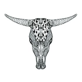 دانلود جمجمه غلاف طلایی Zentangle. حیوانات دست کشیده ابله تصویر برداری الگو الگو. آفریقایی، هند