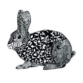 دانلود خرگوش سبک Zentangle. حیوانات سیاه و سفید دست کشیده ابله. تصویر برداری الگو الگو