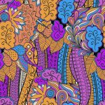 دانلود الگوی آرامش بخش بدون درز. طراحی Mehendi بافت ابری حتی رنگارنگ هماهنگ با ابله ابله. جلبک دریایی