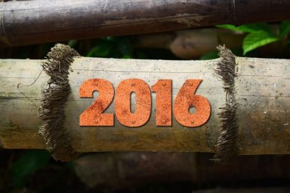 دانلود سال 2016 با استفاده از بلوک های چاپی پرینت بر روی زمینه های روستایی چوبی نوشته شده است