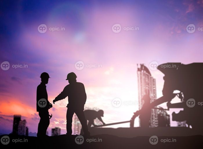 دانلود مهندس شبح به دنبال کار سایت ساختمانی بیش از کارگران ساختمانی Blurred در محل ساخت و ساز