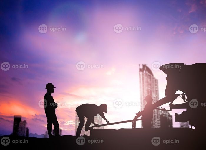 دانلود مهندس شبح به دنبال کار سایت ساختمانی بیش از کارگران ساختمانی Blurred در محل ساخت و ساز
