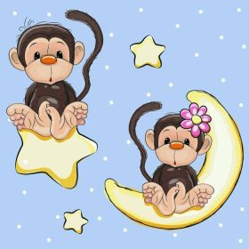 دانلود کارت ولنتاین با عاشقان میمون در یک ماه و ستاره