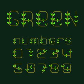 دانلود حروف الفبای سبز حروف فونت 123، تصویر برداری