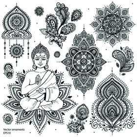 دانلود مجموعه ای از عناصر هندی زینتی و نمادها