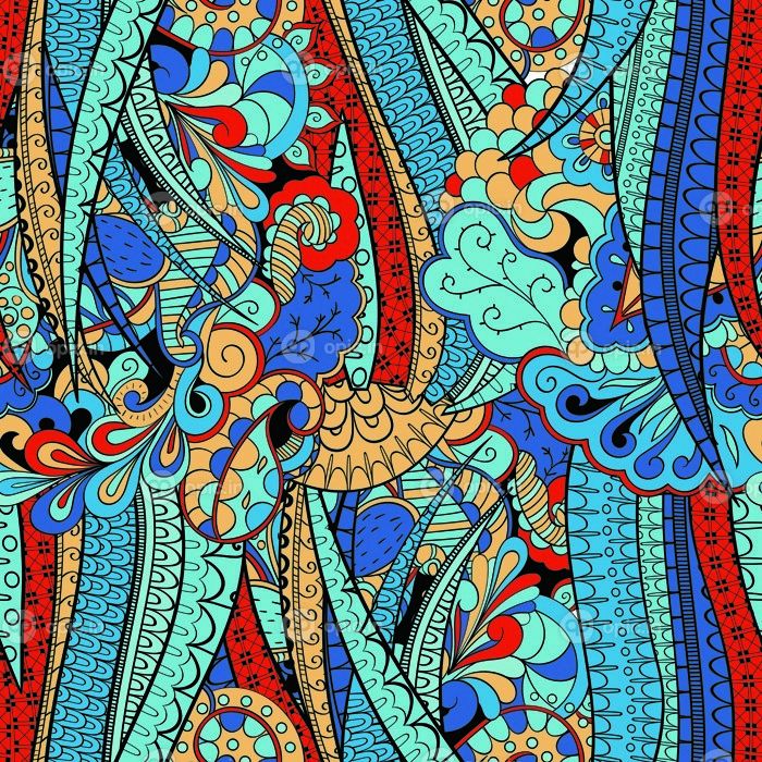 دانلود الگوی آرامش بخش بدون درز. طراحی Mehendi بافت ابری حتی رنگارنگ هماهنگ با ابله ابله. جلبک دریایی
