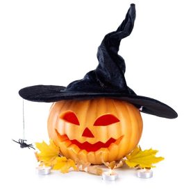 دانلود فانوس جک هالووین کدو تنبل با شمع های سوختن جدا شده بر روی زمینه سفید. تعطیلات هالووین art des
