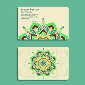 دانلود مجموعه کارت ویزیت های رنگارنگ با دکوراسیون قبیله ای دست، ماندالا، برای تبریک، کارت دعوت یا پوشش. تصویر برداری