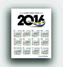 دانلود طراحی تقویم سال نو میلادی سال 2016