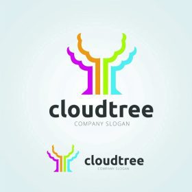 دانلود آرم ابر درختی، آرم محاسبات ابری، آرم درخت، آرم یادگیری، لوگوی الگو