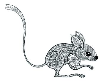 دانلود تکه تکه موش با دست کشیده شده برای بزرگسالان ضد استرس صفحه رنگ آمیزی با جداگانه جزئیات