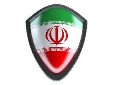 دانلود ایران پرچم بر روی فلزی سپر جدا شده بر روی زمینه سفید