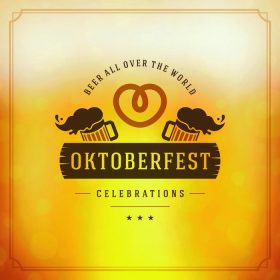 دانلود پوستر پرتره یا کارت پستال Oktoberfest و پس زمینه مبهم. جشن جشن آبجو تصویر برداری
