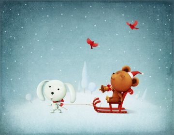 دانلود کارت تبریک یا پوستر کریسمس ماجراجویی خرس و اسم حیوان دست اموز