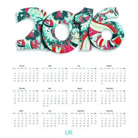 دانلود تقویم سال 2016 در زمینه سفید. هفته آغاز می شود دوشنبه، انگلستان. الگو برداری ساده