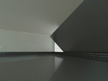 دانلود اتاق خالی بزرگ با پنجره های بزرگ 3D rendering