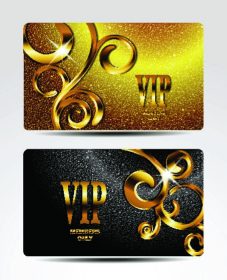 دانلود کارت هاي طلاي VIP با عناصر طراحي گل و زمينه بافت