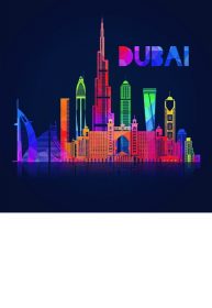 دانلود تصوير برداري از شهر دبي در امارات متحده عربي ، نمادهاي هتل هاي آسمان خراش اين شهر ، گرافيک هاي شيک