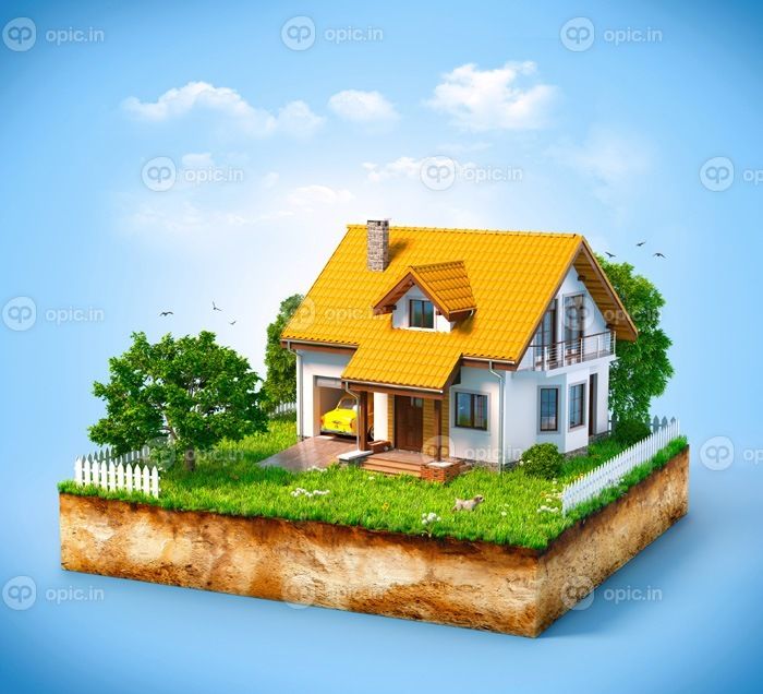 دانلود کاخ سفيد روي يک قطعه زمين با باغ و درختان. _001