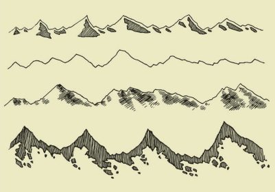 دانلود مجموعه کوهها ، خطوط کوهستانی ، بردار حکاکی بردار ، عناصر طراحی دستی طراحی شده ، sketch_001