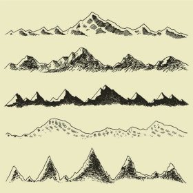 دانلود مجموعه کوهها ، خطوط کوه برداری حکاکی بردار ، عناصر طراحی دستی کشیده شده ، sketch_003