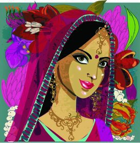 دانلود عکس دختر زیبا هندی با گلهای عجیب و غریب