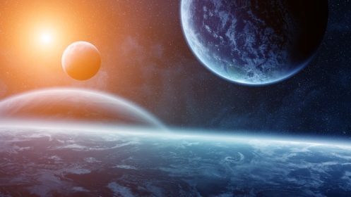 دانلود نمای سیارات از فضا در هنگام طلوع آفتاب & عناصر این تصویر که توسط ناسا & # 39؛ _001 ارائه شده است