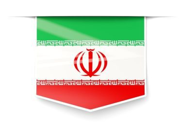 دانلود برچسب مربع با پرچم ایران جدا شده در white