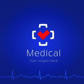 دانلود قالب لوگو به مرکز پزشکی به عنوان یک صلیب سمبل و قلب به شکل کنه. آرم مرکز پزشکی