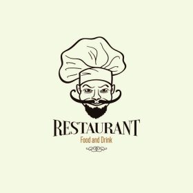 دانلود طراحی لوگو برای رستوران. با سرآشپز خنده دار