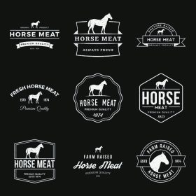 دانلود مجموعه بردار از برچسب های مرغوب گوشت اسب ، نشان ها و عناصر طراحی با بافت گرانج