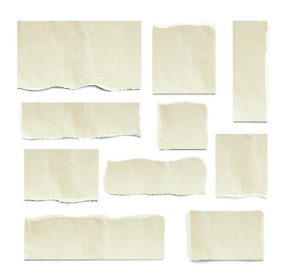 دانلود تکه های کاغذ پاره قدیمی جدا شده در پس زمینه سفید ، تصویر برداری. مربع ، عناصر طراحی مستطیل ، تصویر برداری