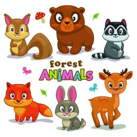 دانلود مجموعه حیوانات ناز جنگل کارتونی ، تصویر برداری کودکانه