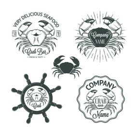 دانلود مجموعه ای از برچسب های غذای دریایی پرنعمت و نشان های دارای خرچنگ ، ​​آفتابگردان ، کلاه ایمنی برای طراحی شما_002