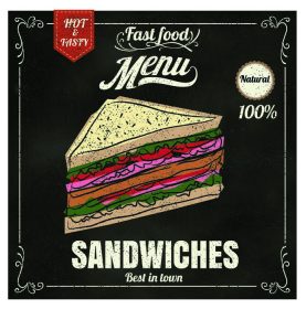 دانلود ساندویچ منوی رستوران فست فود در قالب وکتور تخته سیاه eps10